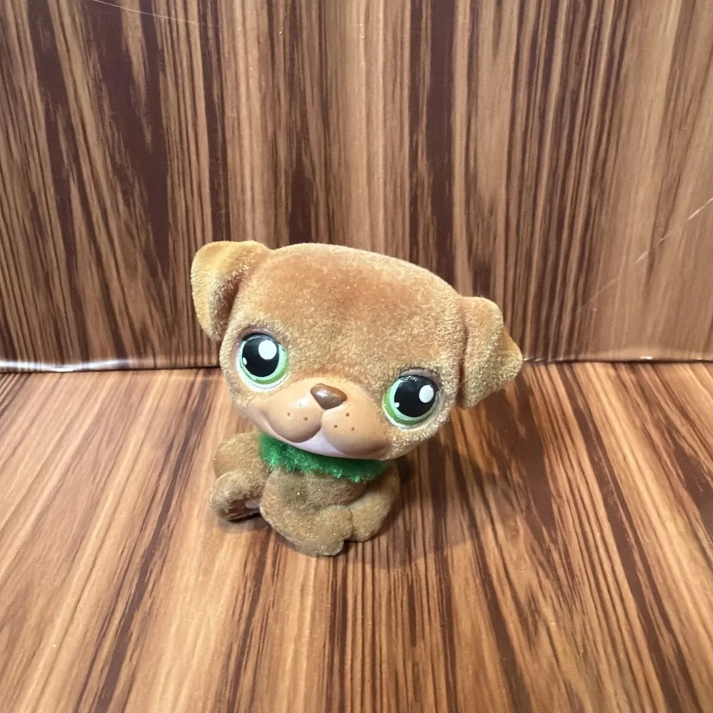 Authentic Littlest Pet Shop LPS Fuzzy Pug 439 Flocked Green Eyes Sam's Exclus.